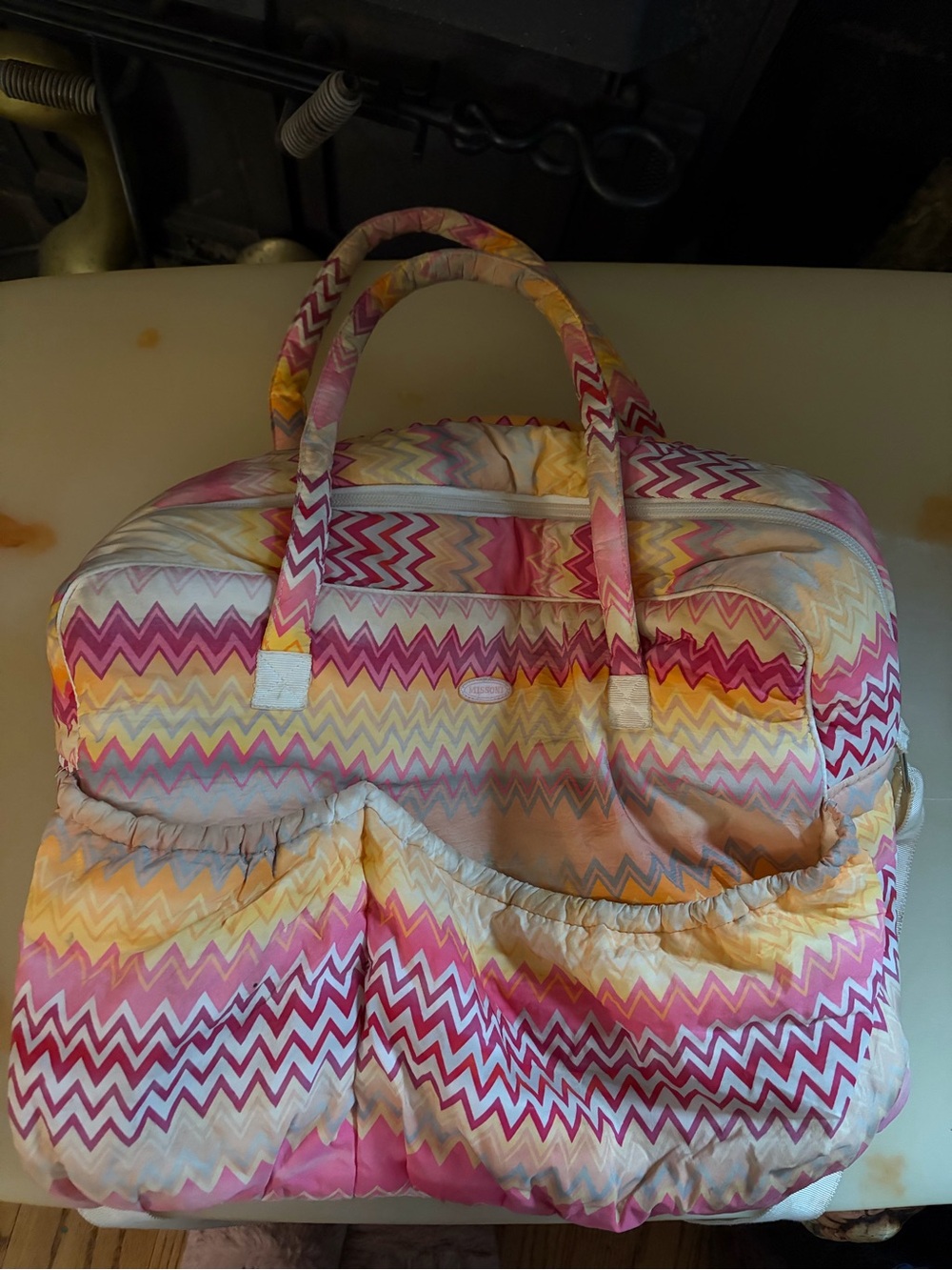 Missoni Pink, Yellow & Cream Chevron Travel Bag